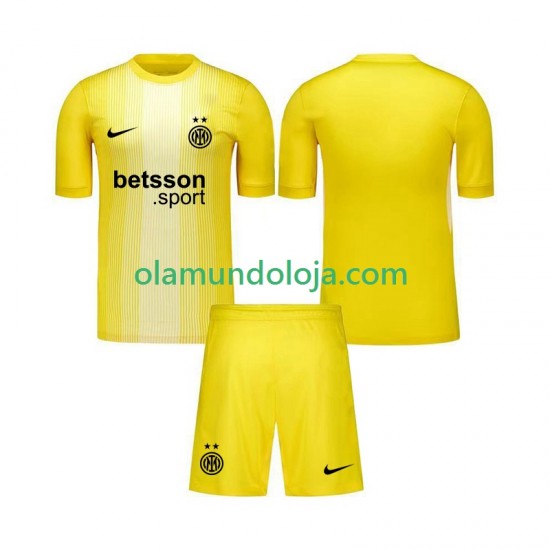 Camisola Inter de Milão Guarda-redes Criança Equipamento Segundo 2025-2026 Manga Curta